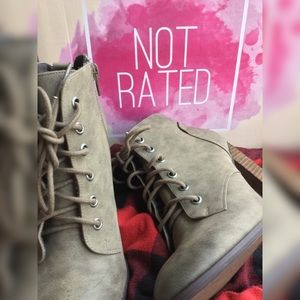 Not Rated STEVO Khaki Lace Up Booties